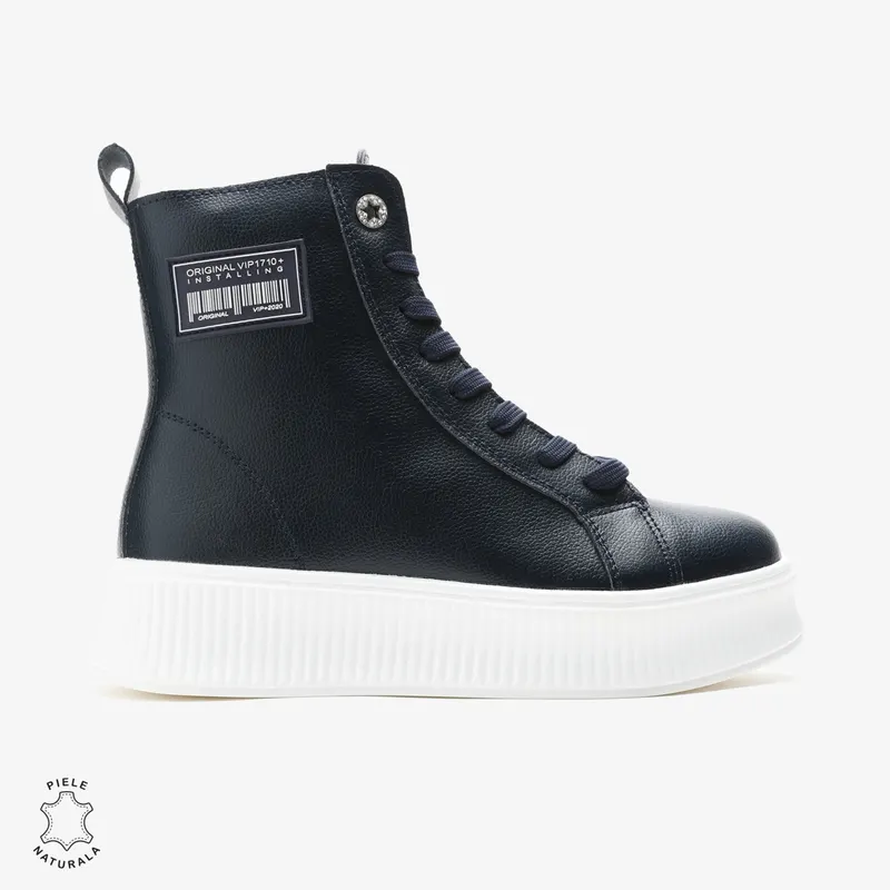 Ghete dama din Piele Naturala CRL0649 Bleumarin