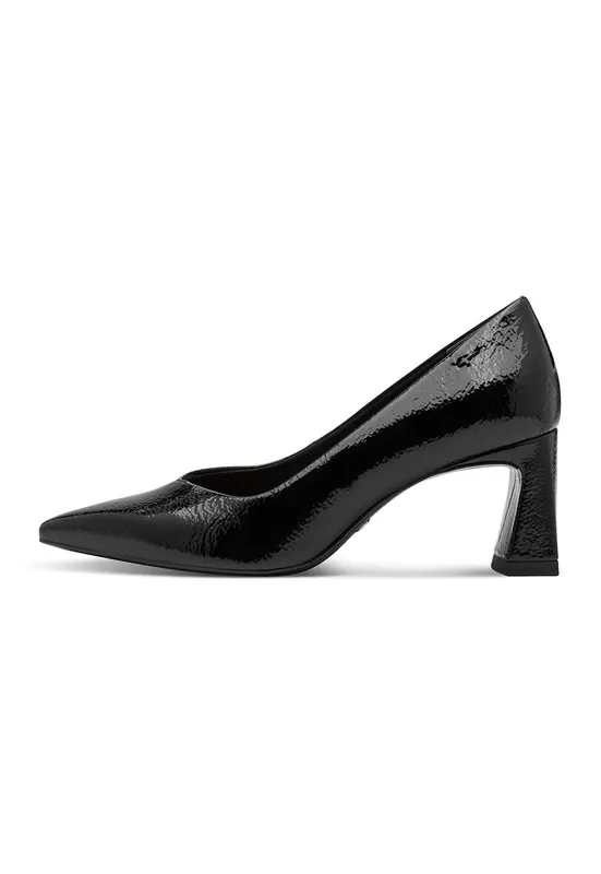 Pantofi din piele lacuita cu toc masiv - Negru