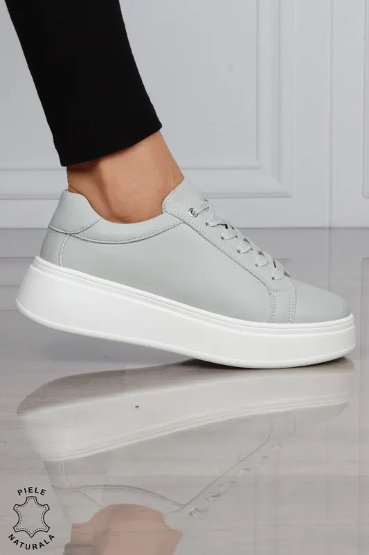 Pantofi Casual DAMA din PIELE Naturala CRL1517 GRI
