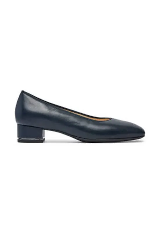 Pantofi dama - cu toc - piele naturala - bleumarin