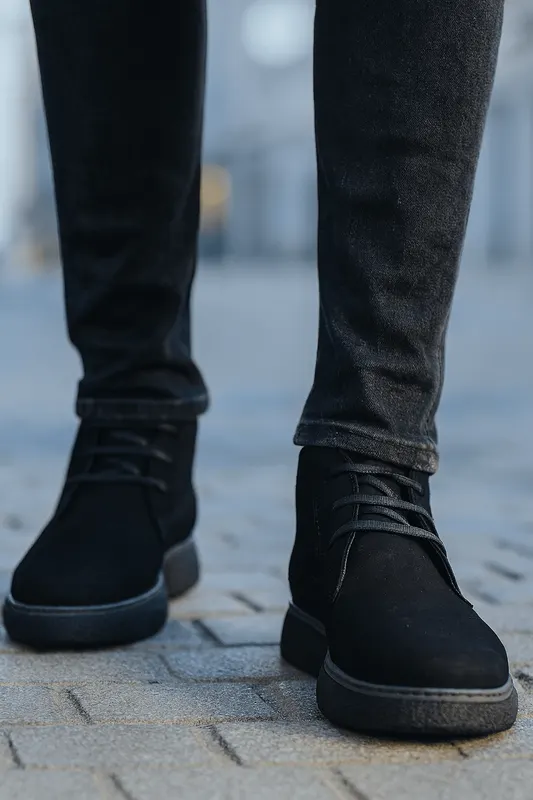 Ghete Casual de Barbati din Piele Nubuk Negru - Micah