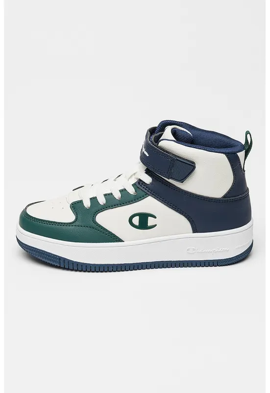 Pantofi sport din piele ecologica cu logo - Alb/Verde/Bleumarin