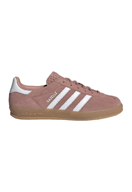 Tenisi din piele intoarsa Gazelle Indoor - Alb/Roz prafuit