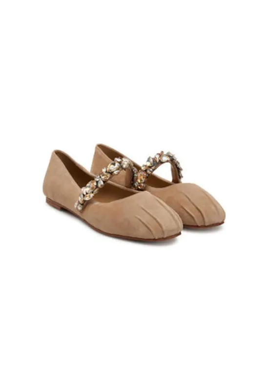 Balerini V250531 - Piele naturala - Bej - Bej