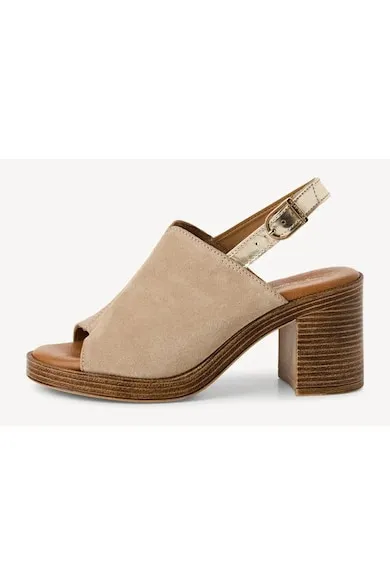 Sandale cu toc gros 1-28304-44 - bej - Bej