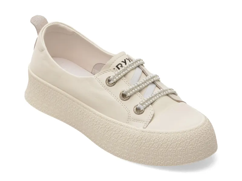 Pantofi sport albi, 24992, din piele naturala