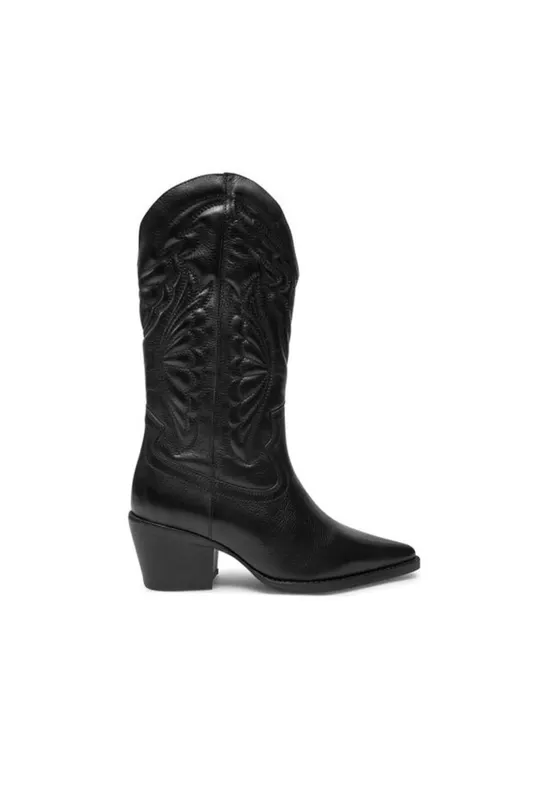 Ghete cowboy - piele naturala - negru - Negru