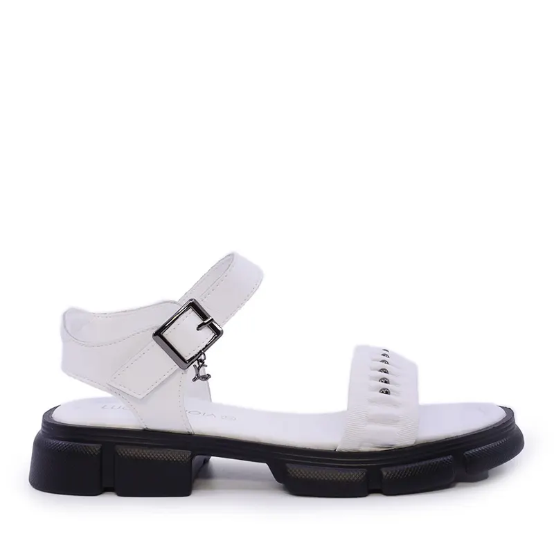 Sandale cu elemente metalice femei Luca di Gioia albe din piele 1299DS6110A