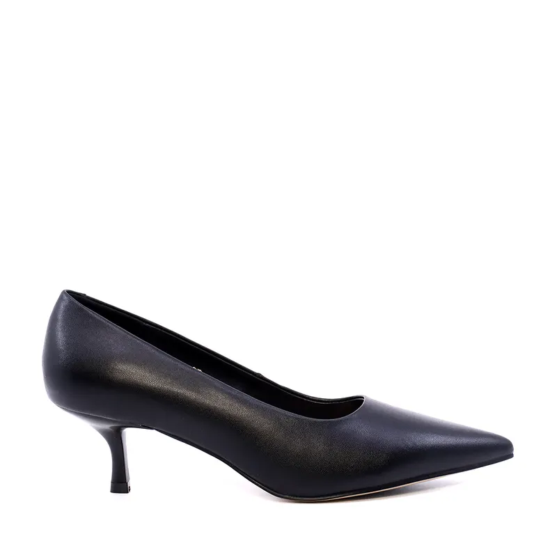 Pantofi stiletto cu toc mic femei Luca di Gioia negri din piele 1261DP9491N