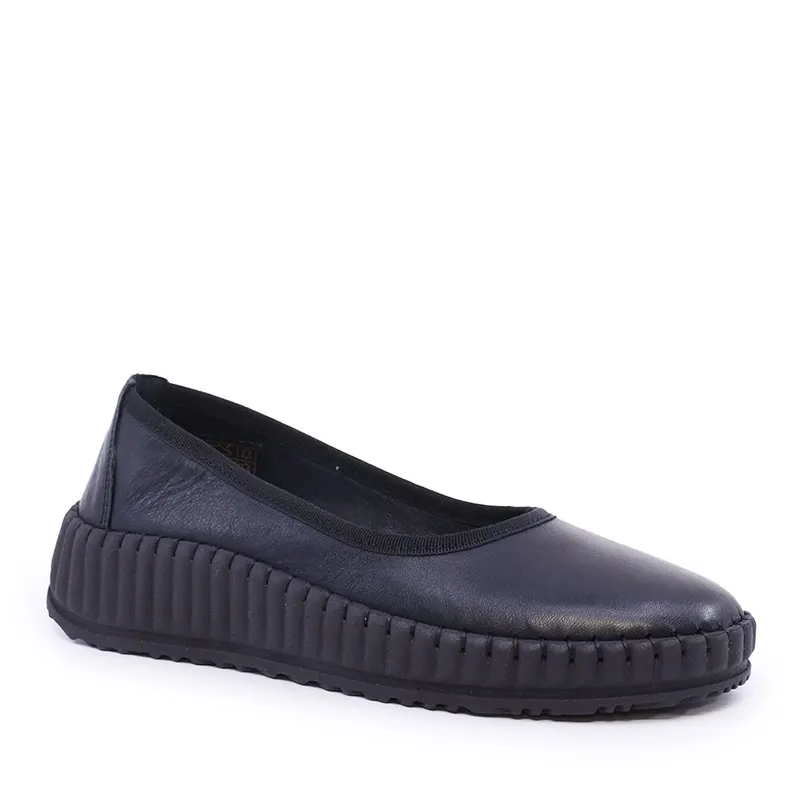 Balerini flexibili femei negri din piele 519DP6489N — imaginea 2
