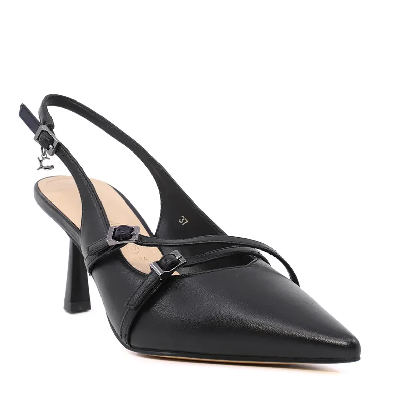 Pantofi stiletto slingback femei Luca di Gioia negri din piele cu barete deco 1261DD8712N — imaginea 2