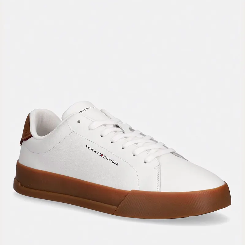 Sneakers bărbați Tommy Hilfiger albi din piele 3411BP5367A — imaginea 2