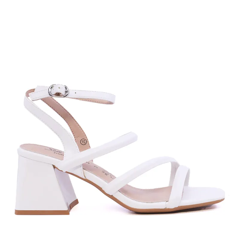 Sandale cu toc conic femei Solo Donna albe 1161DS4100A