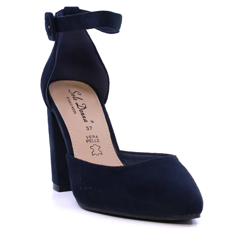 Pantofi decupați cu toc gros femei Solo Donna bleumarin 1161DD8100VBL — imaginea 2