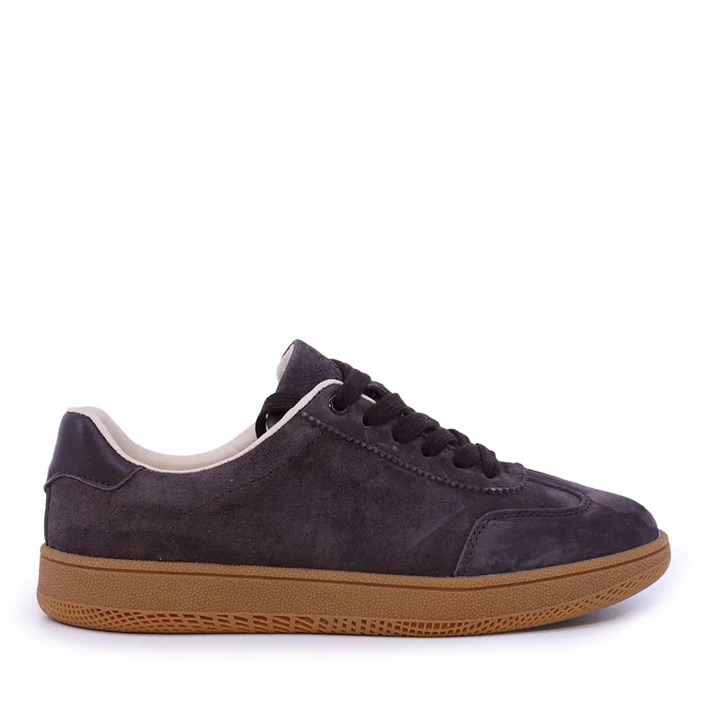 Sneakers femei maro din piele întoarsă 1992DP6655VM