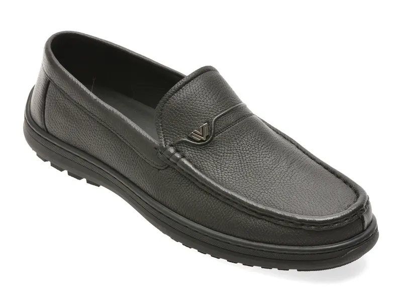 Mocasini EPICA negri, T26130, din piele naturala