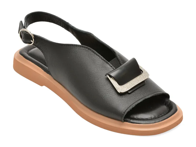Sandale GOLD DEER negre, 2201, din piele naturala