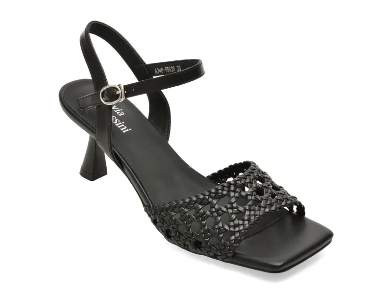 Sandale elegante FLAVIA PASSINI negre, A340, din piele ecologica