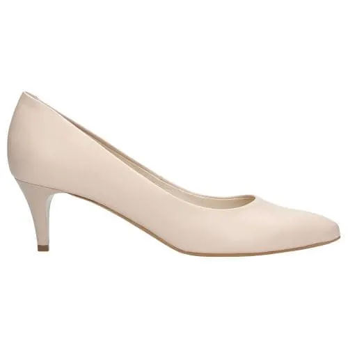Pantofi stiletto din piele cu toc jos bej damă