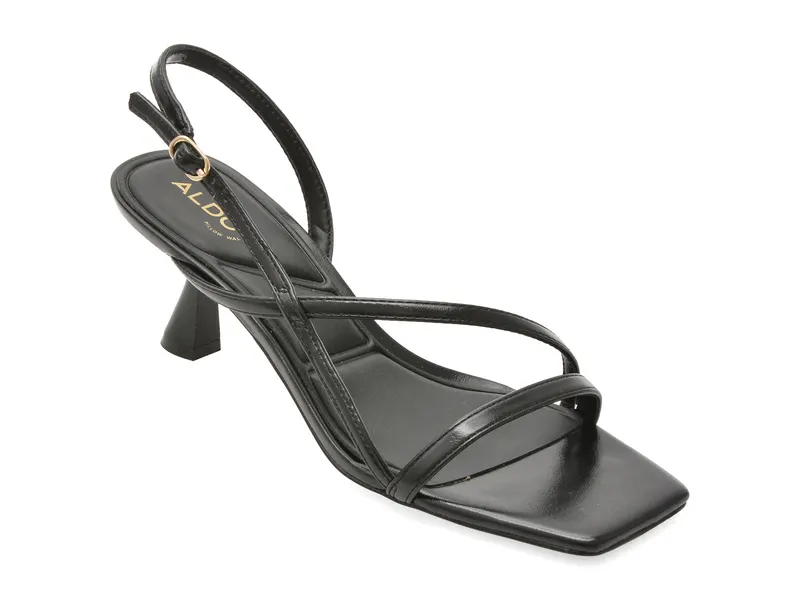 Sandale elegante negre, NASTAZIA 001, din piele ecologica
