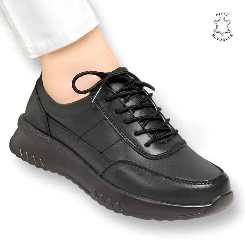 Pantofi casual piele naturala CRL886 NEGRU