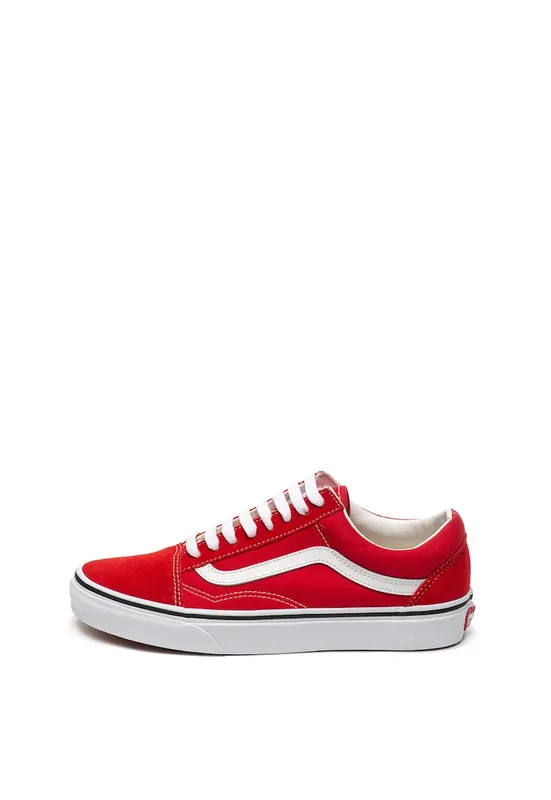 Tenisi unisex cu insertii de piele intoarsa Old Skool - Rosu