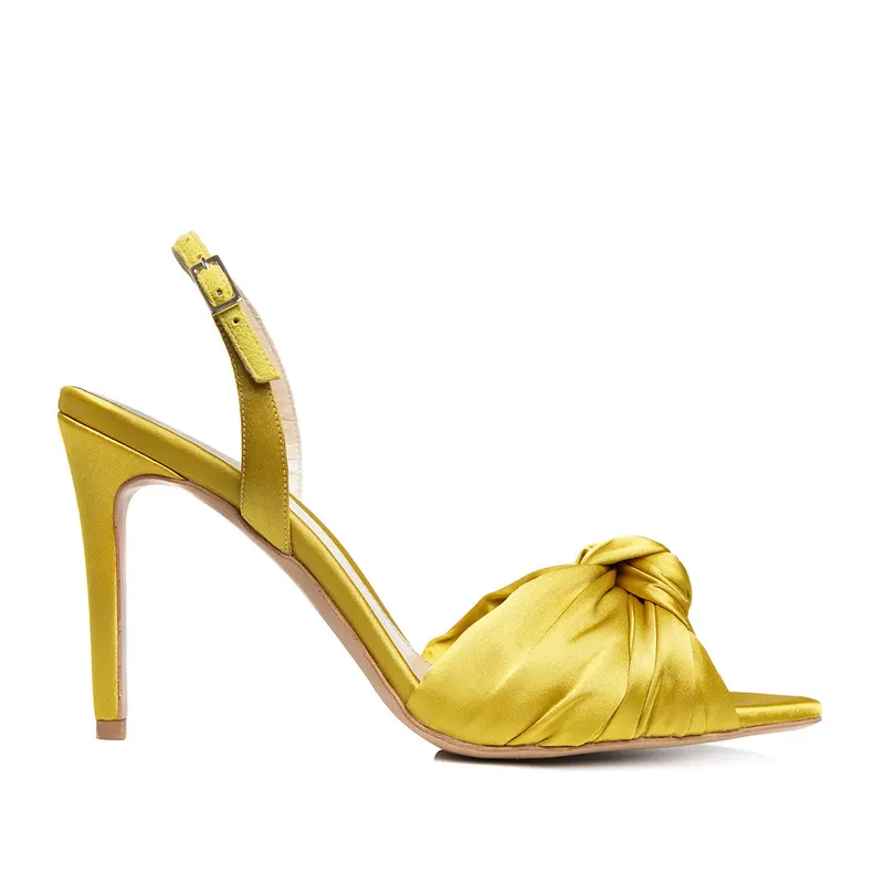 Sandale Sofia Satin, Varf Ascutit, Galben-Lime