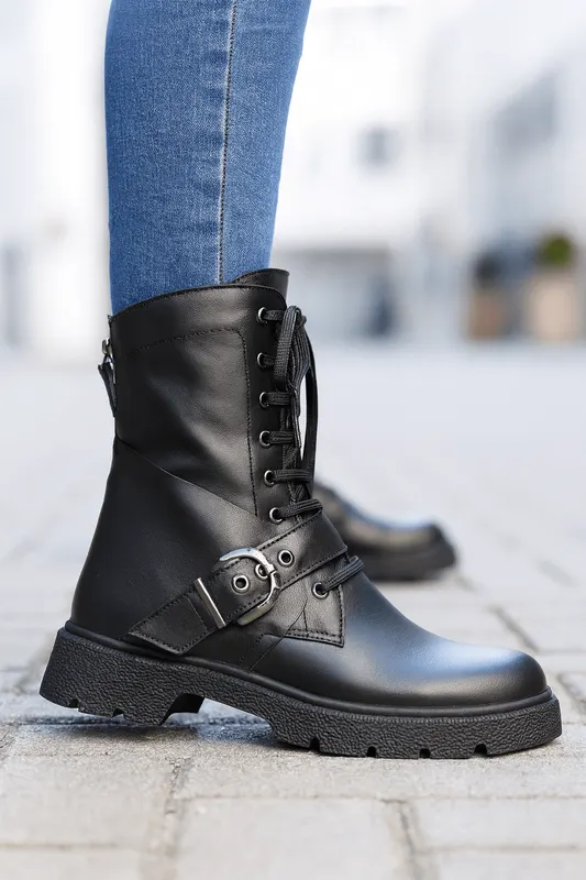 Ghete Casual Dama din Piele cu Catarama - LYN