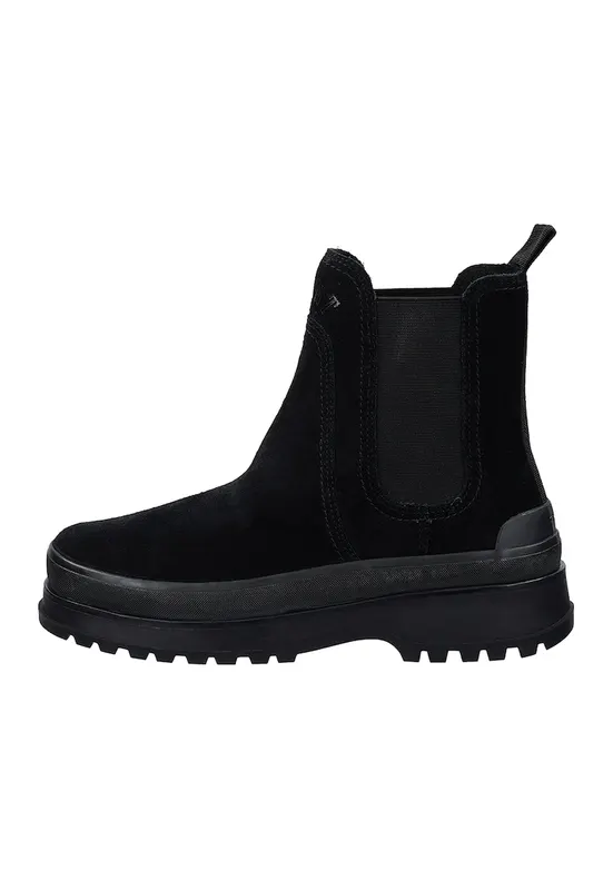 Ghete Chelsea din piele intoarsa cu detaliu cu broderie Wintly - Negru