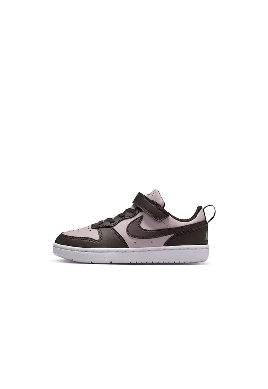 Pantofi sport Court Borough din piele ecologica cu inchidere velcro - Maro inchis/Roz pastel