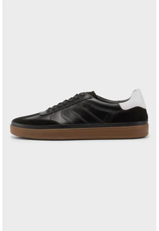 Pantofi sport cu insertii de piele intoarsa - Negru