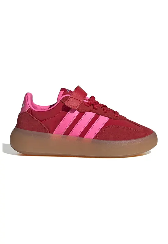 Pantofi sport Barreda Decode cu velcro si detalii de piele intoarsa - Rosu/Roz