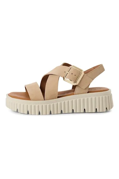 Sandale de piele cu barete incrucisate - Bej