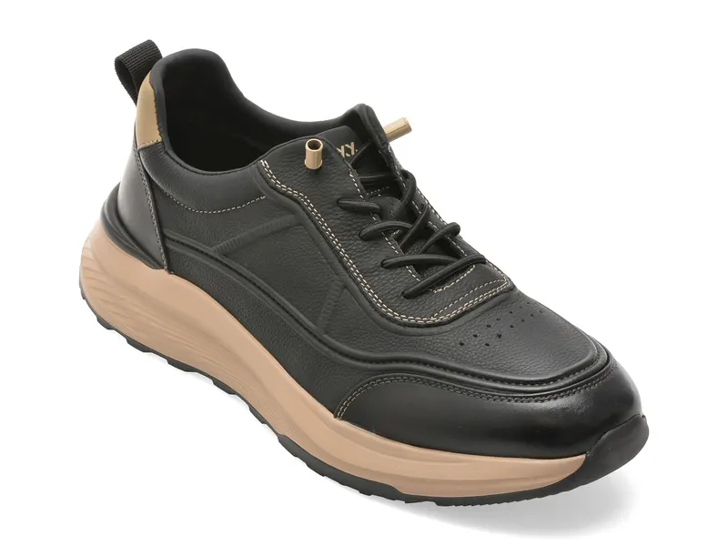 Pantofi sport negri, 52331, din piele naturala
