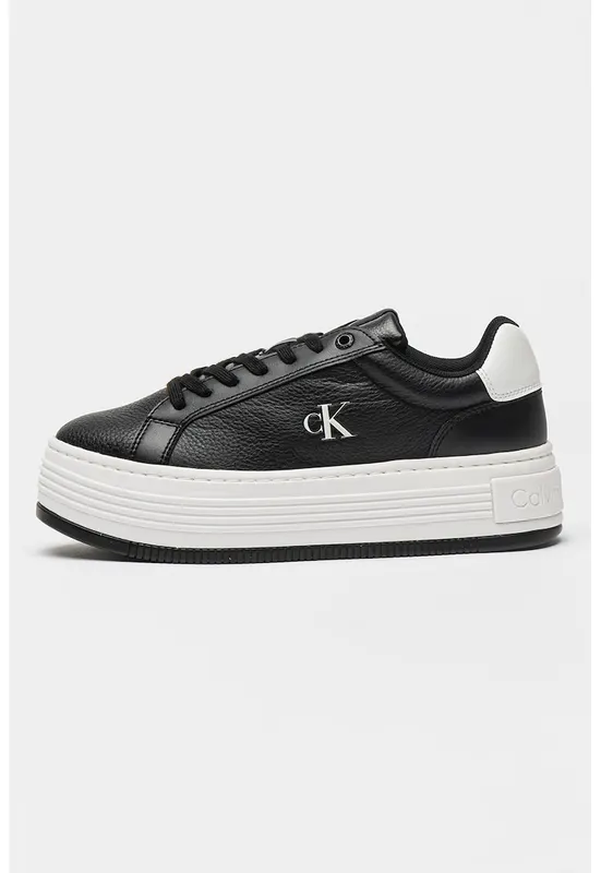 Pantofi sport cu talpa flatform si sireturi - Negru