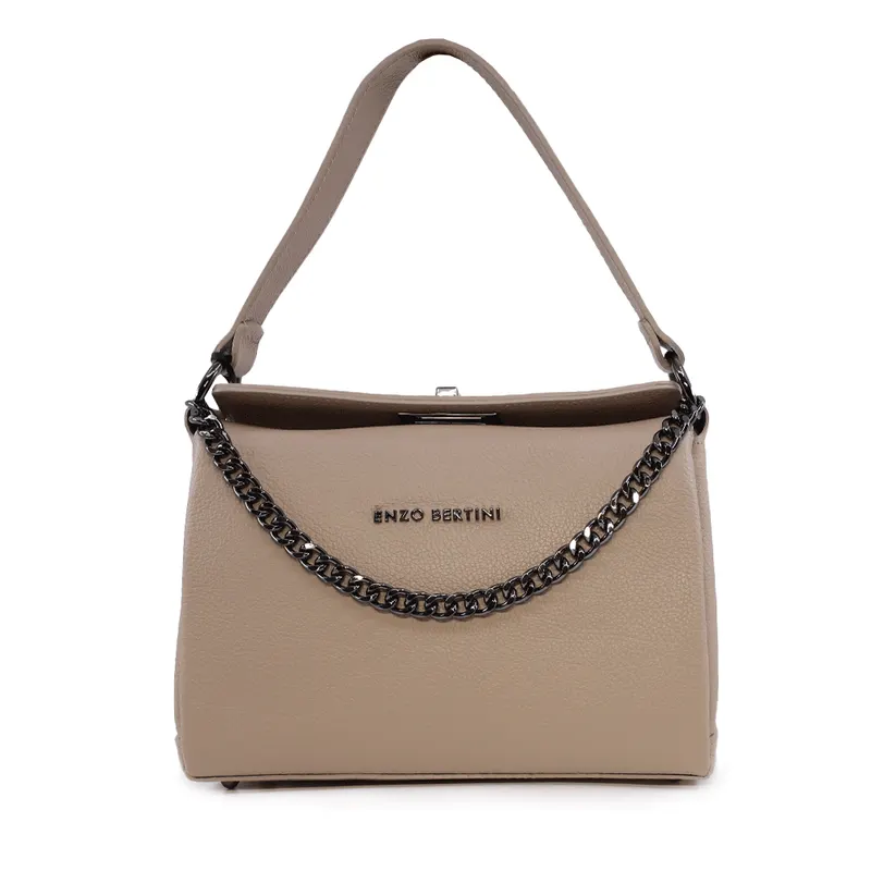 Poșetă satchel femei Enzo Bertini taupe din piele naturală 154posp3317ta