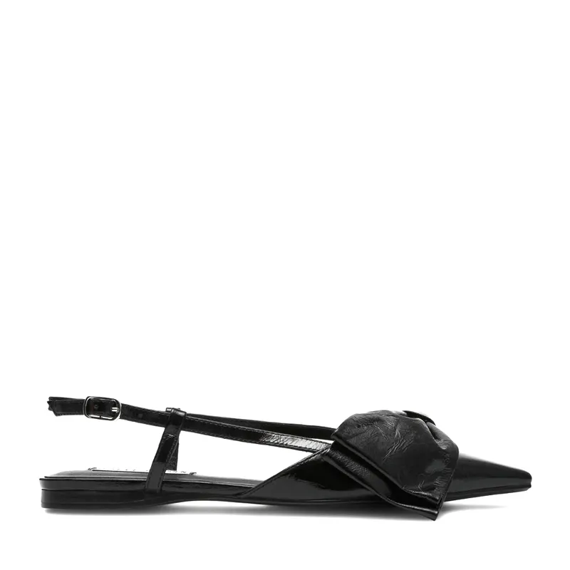 Balerini slingback femei Steve Madden Dazzled negri din piele lăcuită 1469dddazzledn