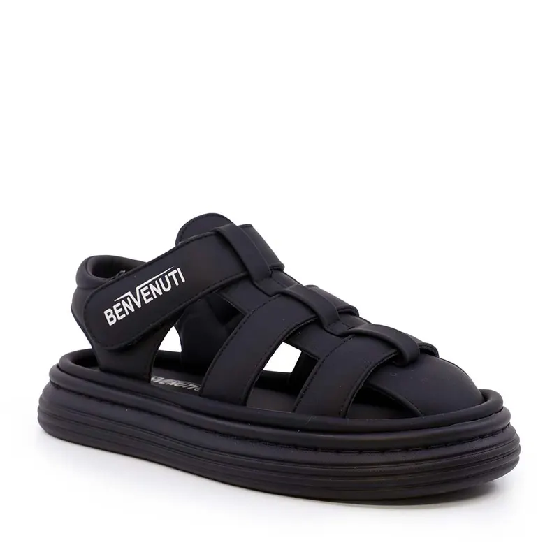 Sandale baieți negre din piele 3799MS002N — imaginea 2