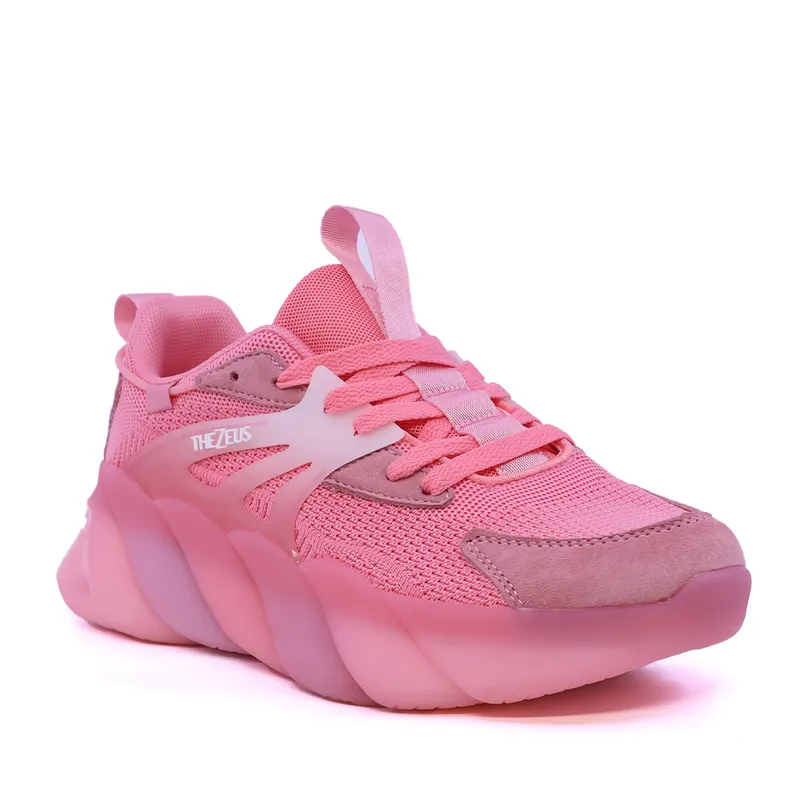 Sneakers femei Thezeus roz din piele întoarsă și material textil 3731DPS8213VRO — imaginea 2