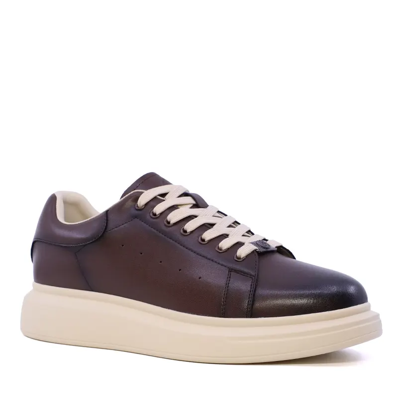 Sneakers ușori bărbați maro din piele 3852bp311mbe — imaginea 2