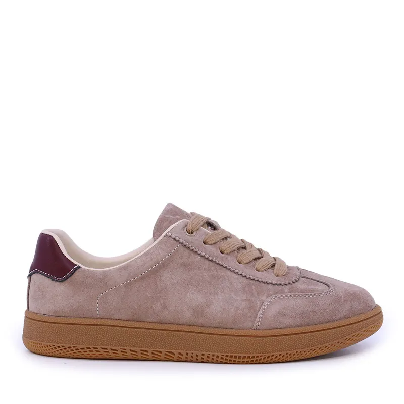 Sneakers femei bej din piele întoarsă 1992DP6655VBE