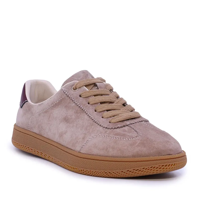 Sneakers femei bej din piele întoarsă 1992DP6655VBE — imaginea 2