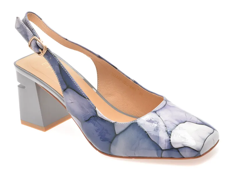 Pantofi eleganti EPICA albastri, 5KL632, din piele naturala lacuita