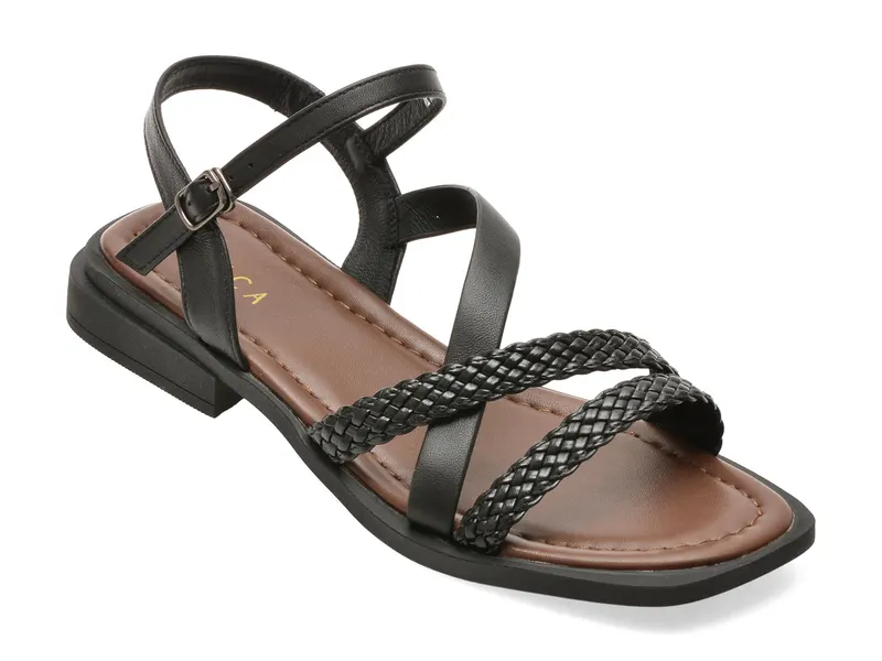 Sandale EPICA negre, D755, din piele naturala