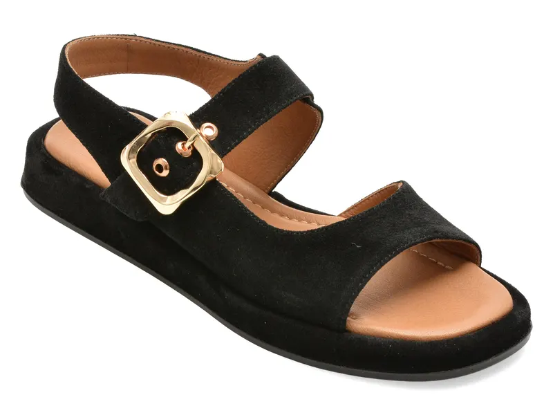 Sandale EPICA negre, 1001347, din piele intoarsa