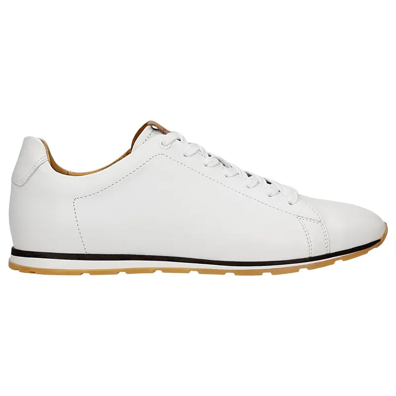 Sneakers albi bărbați cu inserție contrastantă pe talpă