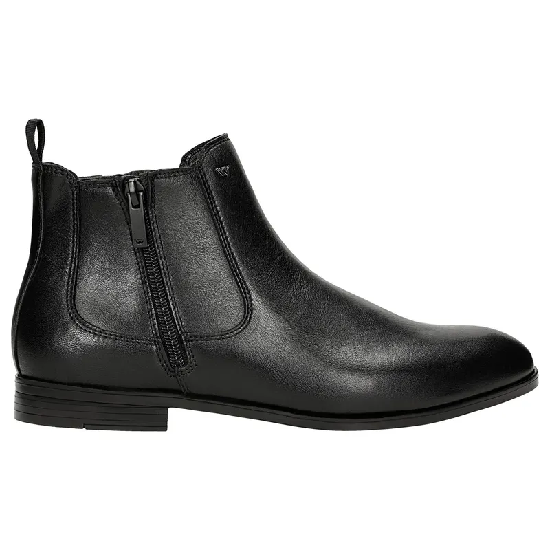 Botine din piele neagră cu fermoar bărbați