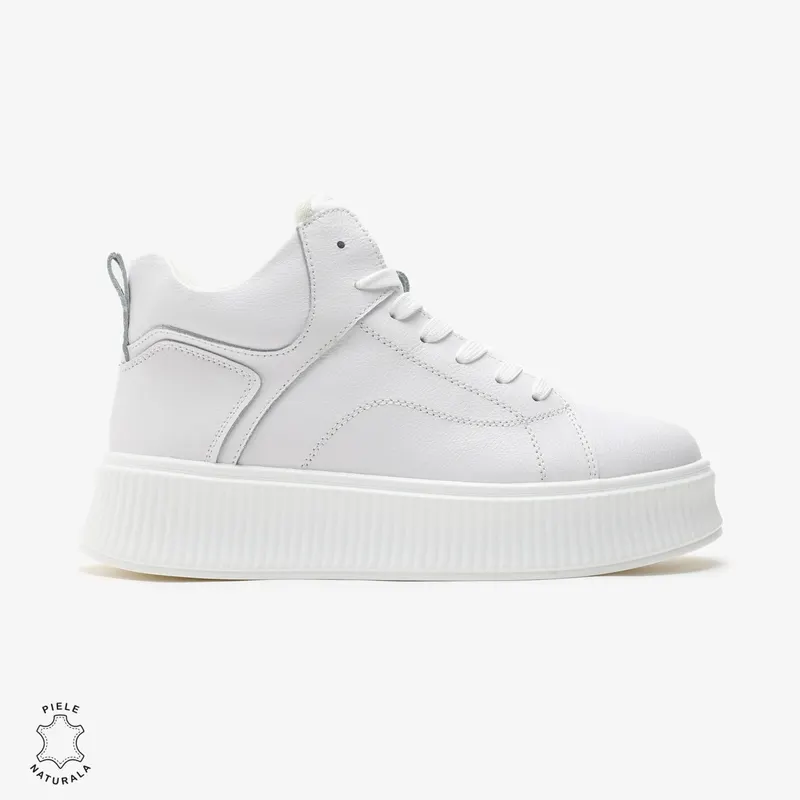 Ghete dama din Piele Naturala CRL0648 ALB