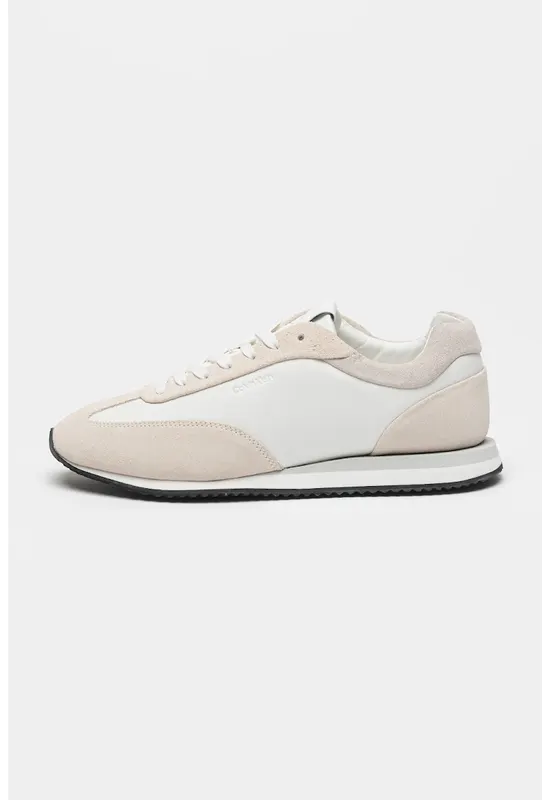 Pantofi sport din piele si piele intoarsa - Alb/Crem
