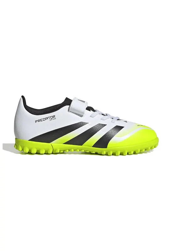 Pantofi pentru fotbal cu velcro Predator Club - Negru stins/Verde electric/Alb optic